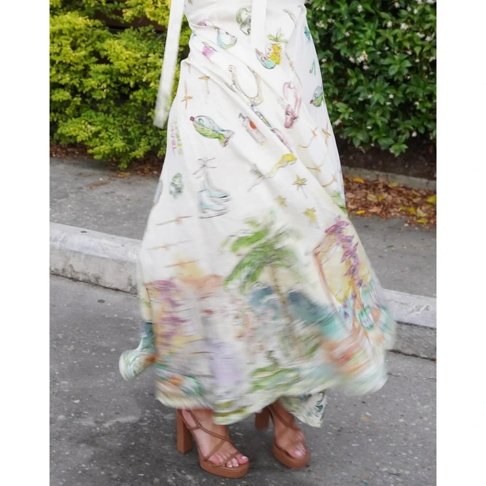 Alemais Anouk Colantoni Ballet Tie-Strap Midi Dress US 6 - Picture 8 of 13